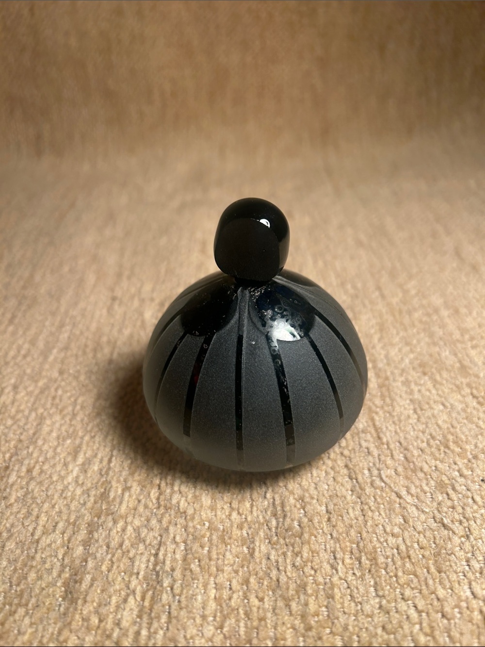 Decorative Matte Black Striped Orb Accent